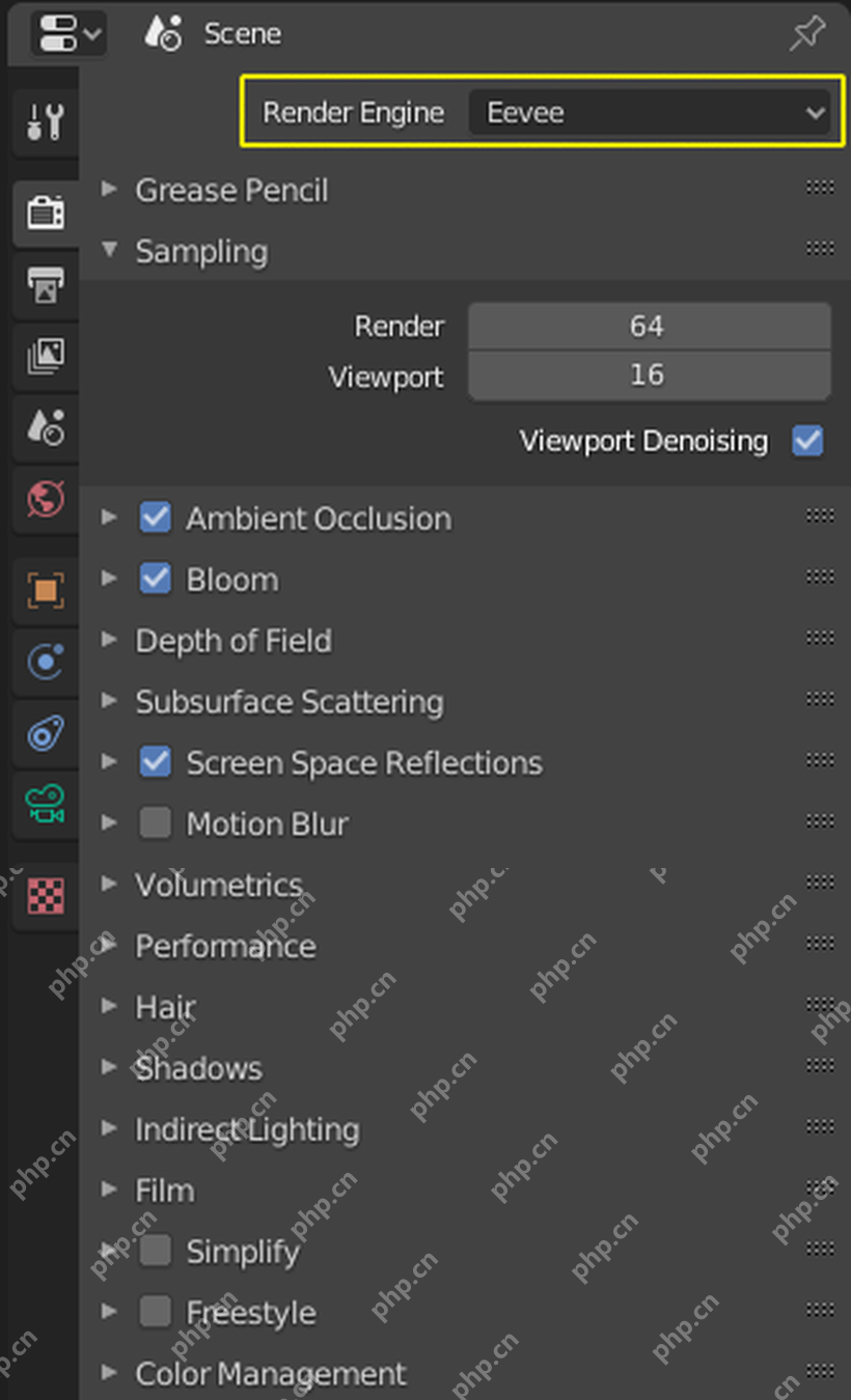 Blender Render Properties 面板下方显示 Film 折叠项入口