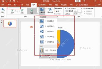 PowerPoint 饼图效果选项中选择按类别播放