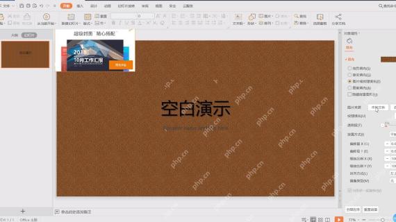 WPS 演示对象属性里使用图片或纹理填充设置背景图