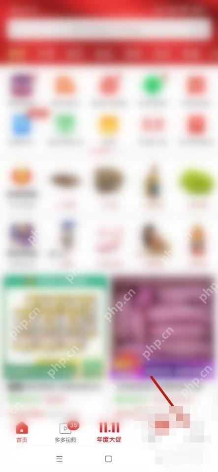拼多多首页底部的个人中心入口
