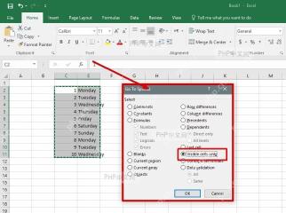 Excel 开始选项卡中打开查找与选择并进入定位条件