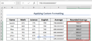 Excel 表格中数字经过格式设置后显示为两位小数结果