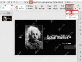 幻灯片大小菜单中的标准4比3选项被标出