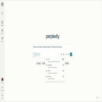 Perplexity搜索来源筛选界面