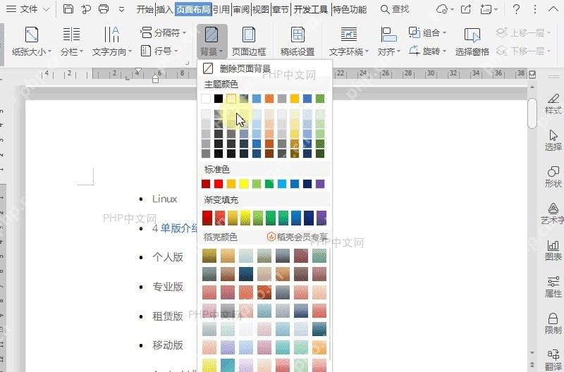 如何设置WPS文字背景？中间操作