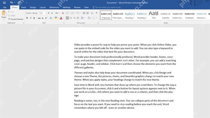 Word中rand函数生成多段测试文本的界面截图