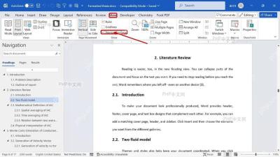 Word 视图选项卡中勾选 Navigation Pane 导航窗格