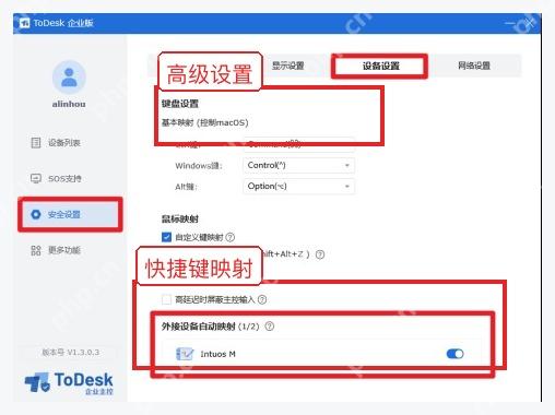 ToDesk Windows 设置页中的键盘映射相关选项