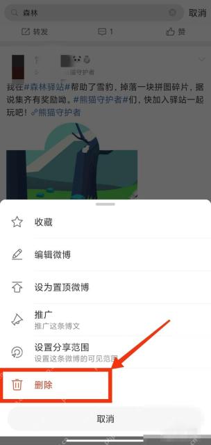 微博操作面板里的删除按钮