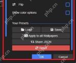 Wallpaper Engine 右侧属性面板底部显示 Apply to all Wallpapers OK 和 Cancel 按钮