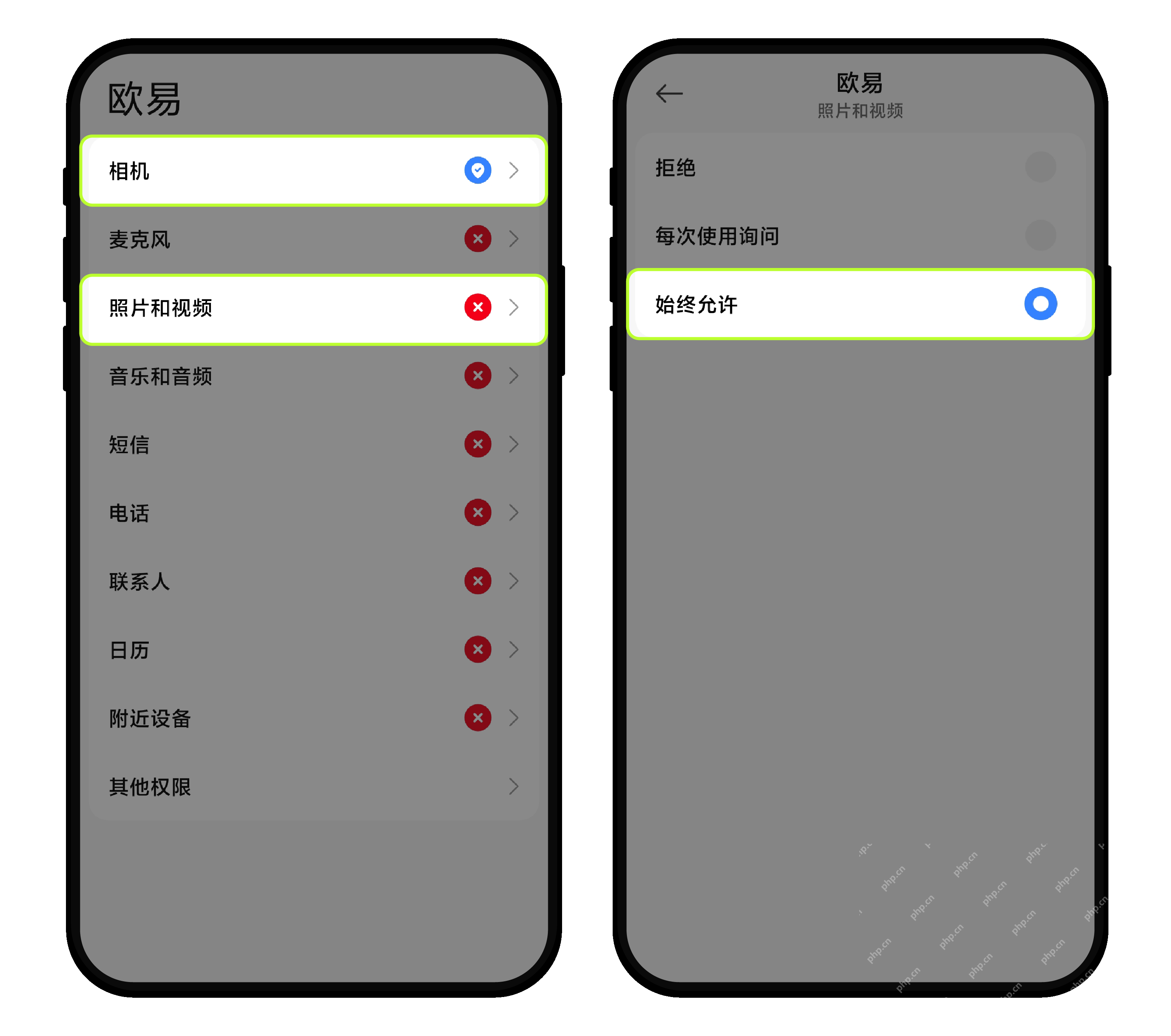 安卓应用权限中的照片和视频设置