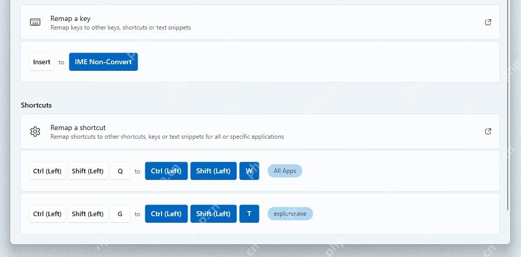 Win11 PowerToys Keyboard Manager 的 Remap a shortcut 入口