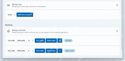 Win11 PowerToys Keyboard Manager 的 Remap a shortcut 入口