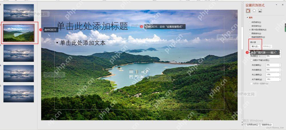 在 PowerPoint 中打开设置背景格式窗格