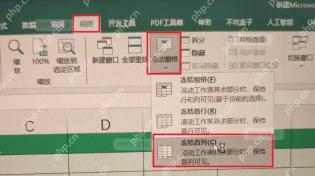 在冻结窗格菜单中选择冻结首行