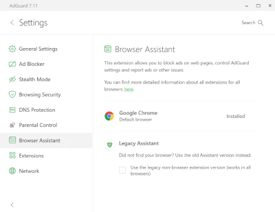 AdGuard 设置里的 Browser Assistant 浏览器列表