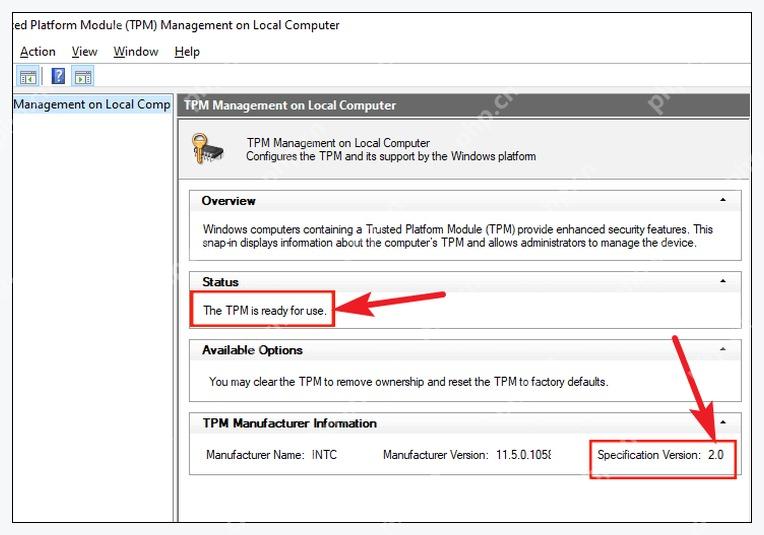 Windows TPM Management 控制台显示 The TPM is ready for use