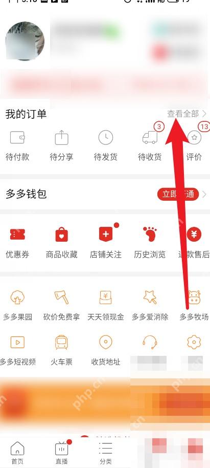 拼多多我的订单里的查看全部入口