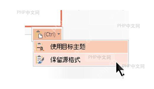 PPT 粘贴幻灯片后选择保留源格式
