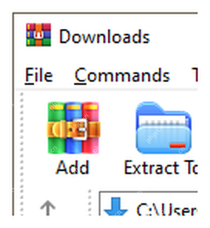 WinRAR 主窗口工具栏显示 Add 按钮,对应进入压缩参数窗口。