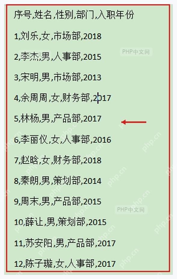 WPS 文字中用逗号分隔的人员名单原始文本