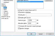 Everything NTFS 页面下半部分，磁盘列表、Include in database、Enable USN Journal 和 Monitor changes 可见。