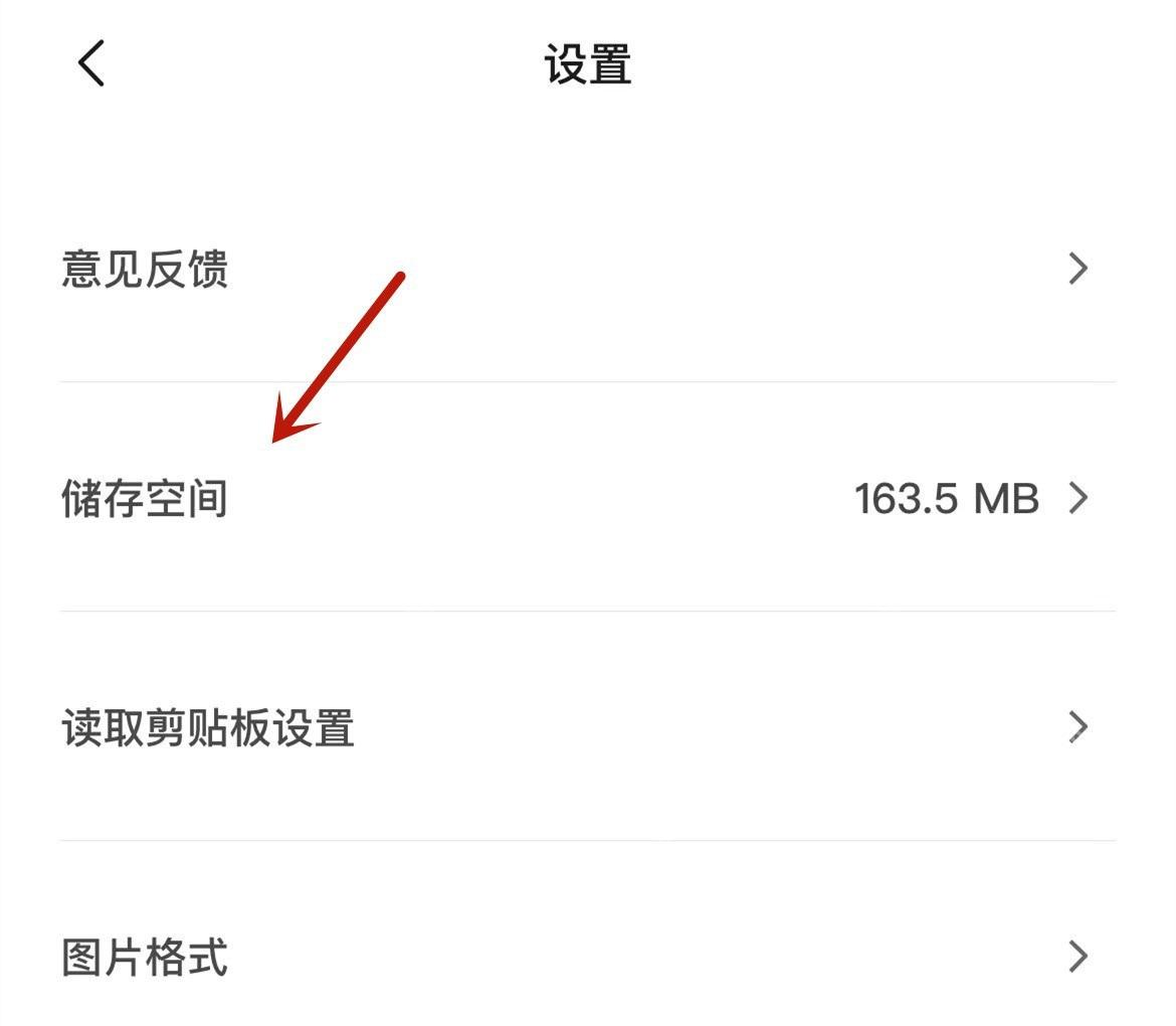醒图中文手机App设置页面显示储存空间入口和占用容量,证明可进入存储管理