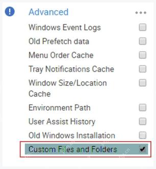 CCleaner Windows 电脑端 Custom Clean Advanced 中的 Custom Files and Folders 勾选项