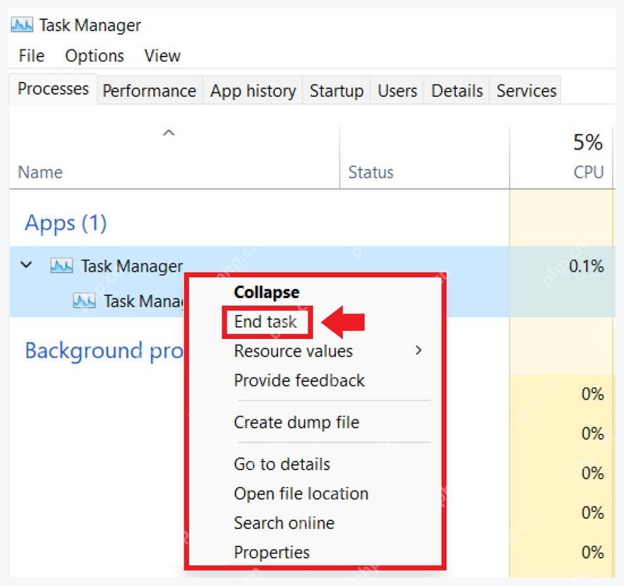 Windows 任务管理器右键菜单中的 End task 结束任务入口
