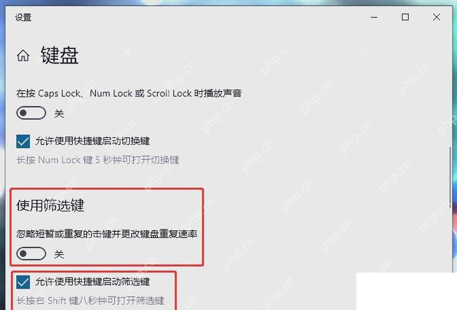 Win11 筛选键详情页设置键盘快捷方式
