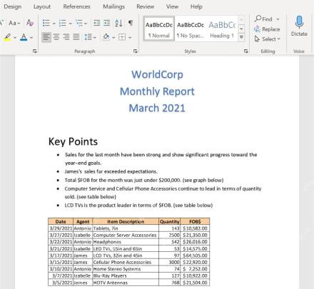 Word 文档中已经放入 Excel 表格数据