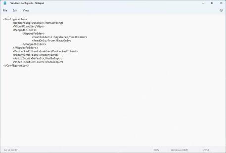 Windows Sandbox .wsb 配置文件中包含 MappedFolders 和 HostFolder
