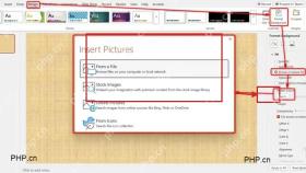 PowerPoint 设置背景格式面板中通过插入按钮选择图片来源