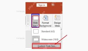 PowerPoint 设计选项卡中自定义幻灯片大小入口被标出
