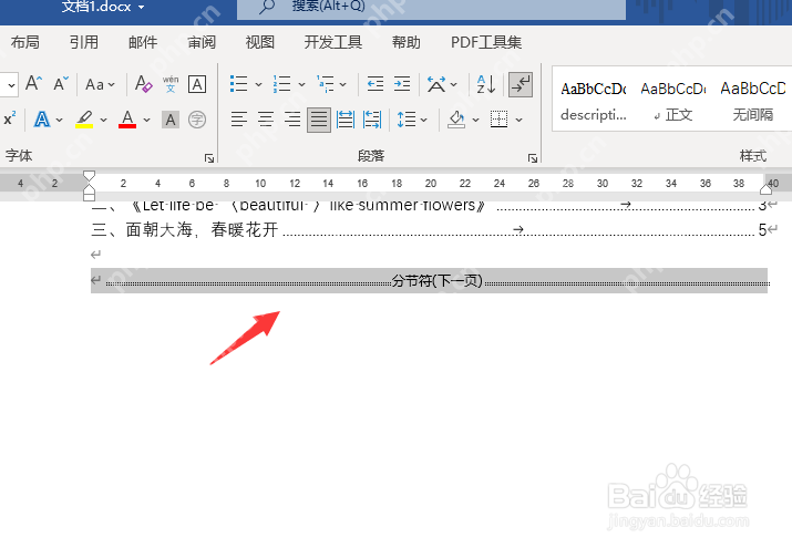 Word 文档中的下一页分节符
