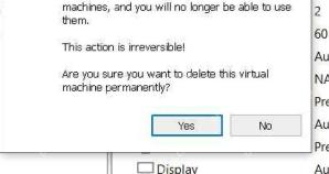 VMware Workstation 删除虚拟机确认框提示操作不可逆并显示 Yes No 按钮