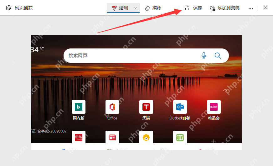 Win11 Edge 长截图结果页中的保存按钮