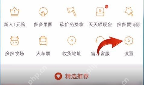 拼多多 Android 个人中心右上角设置入口,用于进入账号注销相关设置