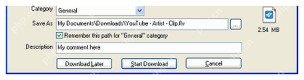 IDM 下载信息窗口底部显示 Download later 和 Start Download，对应生成下载任务。