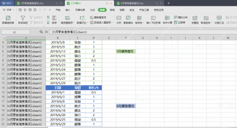 WPS表格多个表格合并后生成的汇总数据区域