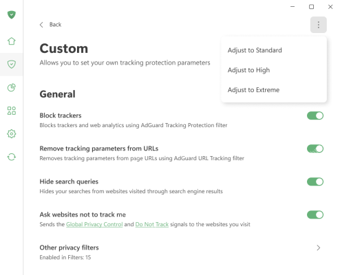 AdGuard Custom 反跟踪 General 选项