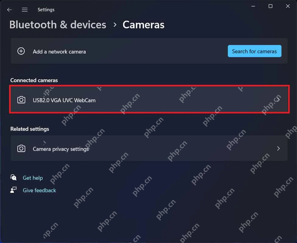 Win11 设置中的 Connected cameras 列表
