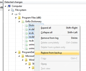 Total Uninstall Windows 右键菜单中的 Restore from backup。