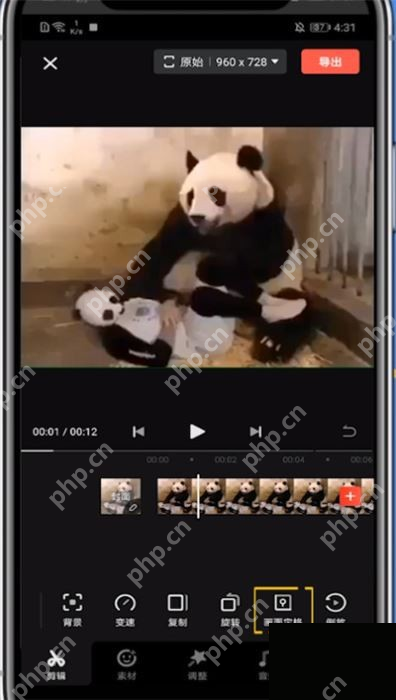 快影手机编辑界面:使用画面定格