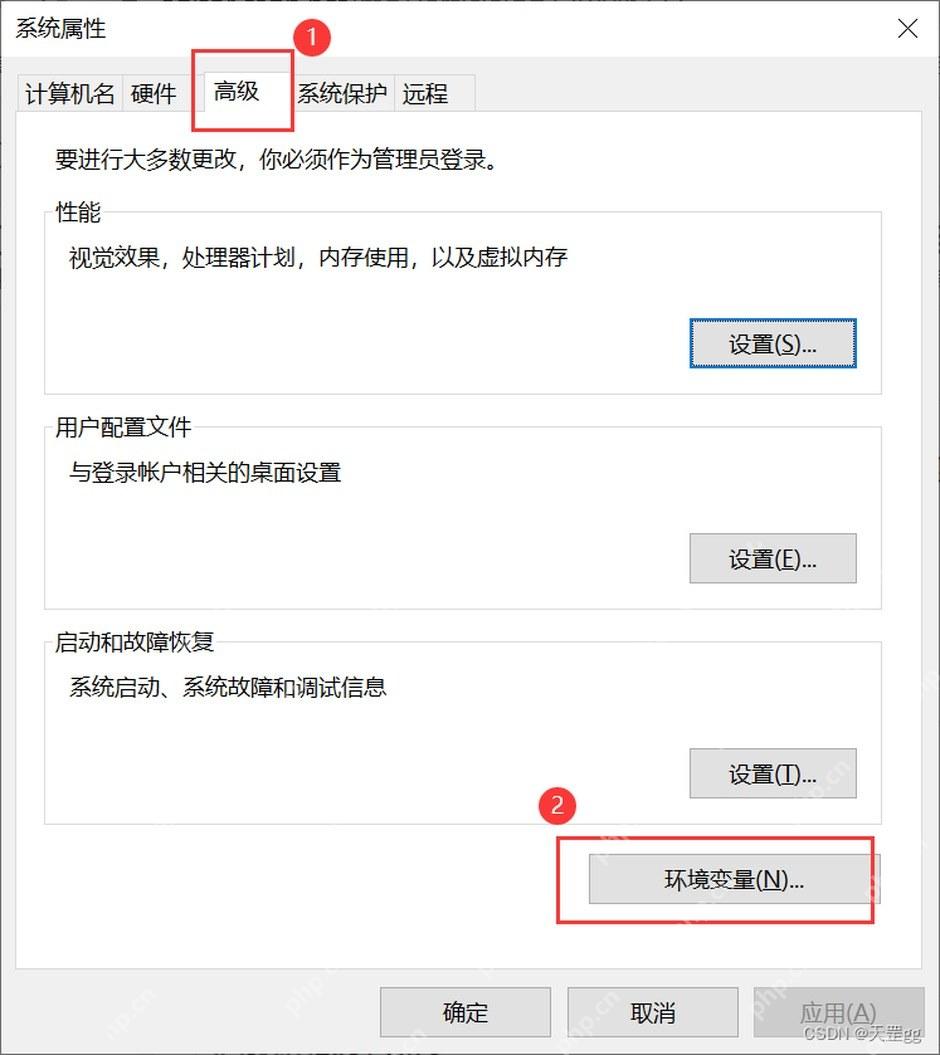 Win11 系统属性高级页中的环境变量按钮