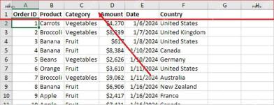 Excel 源数据表头区域，用于按类别或地区创建多个 sheet