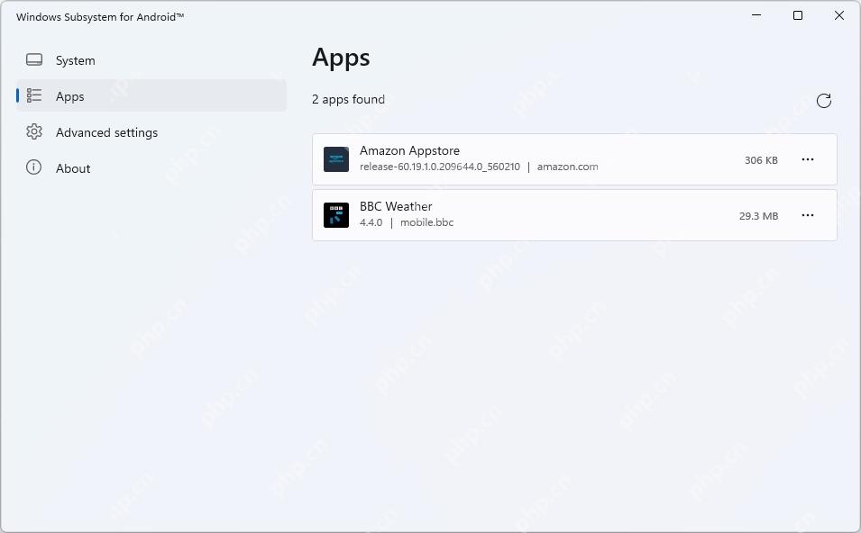 Windows 11 设置中的已安装应用列表