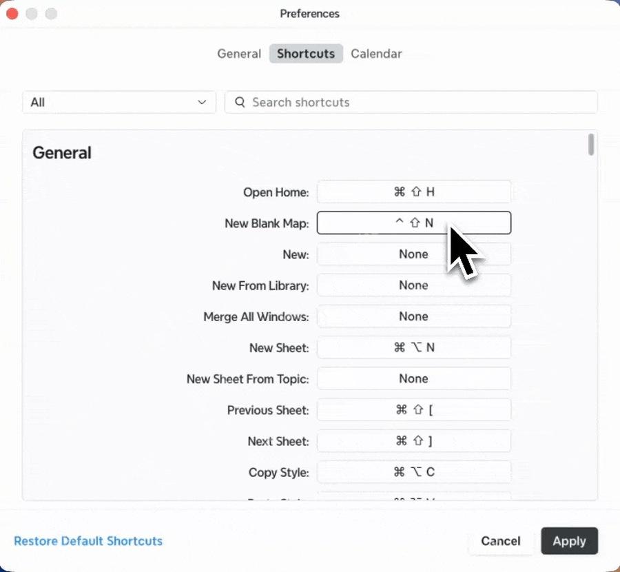 Xmind Pro 快捷键设置页包含搜索快捷键输入框。