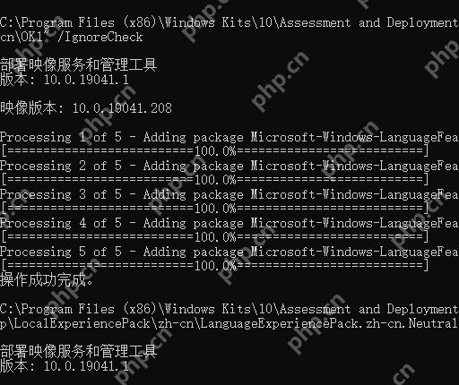 DISM 命令行正在向 Windows 映像添加 Language Speech 语言功能包