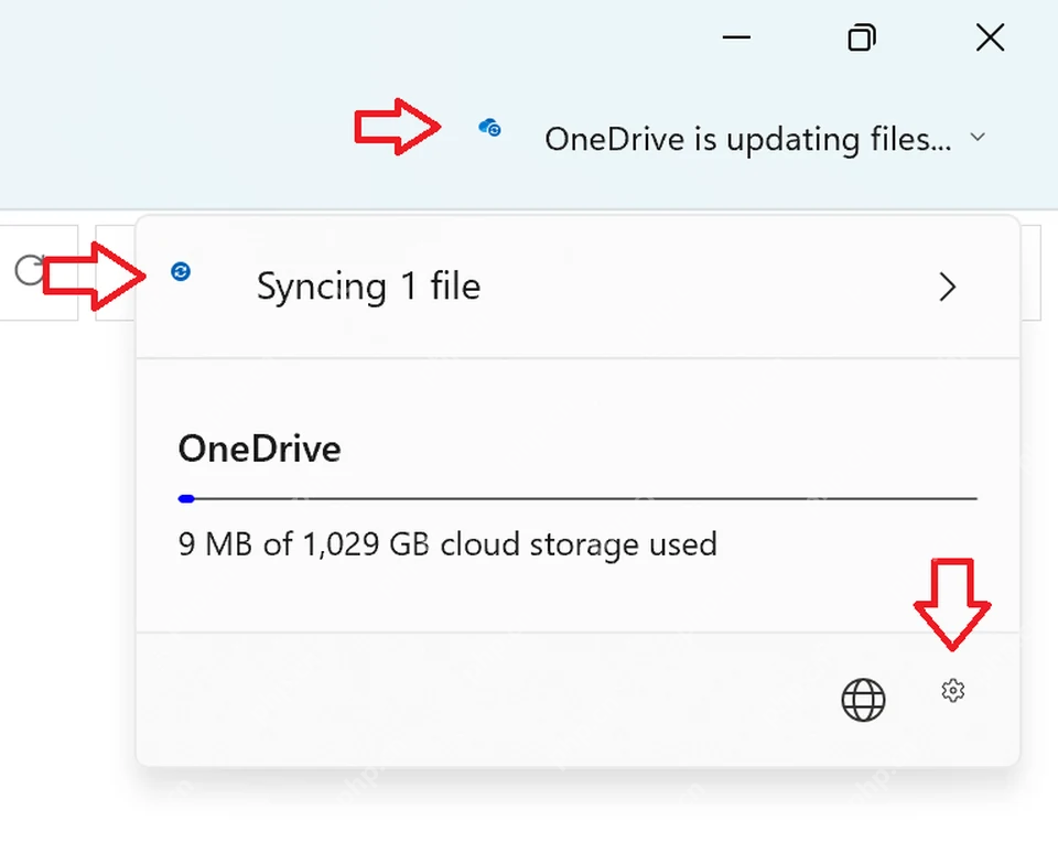 Windows 11 OneDrive 正在同步文件状态面板